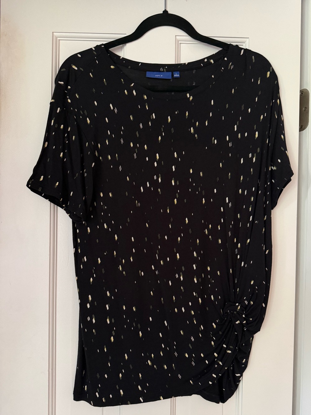 Apt. 9 Black Abstract Print Relaxed Knot Top Women’s Size Large